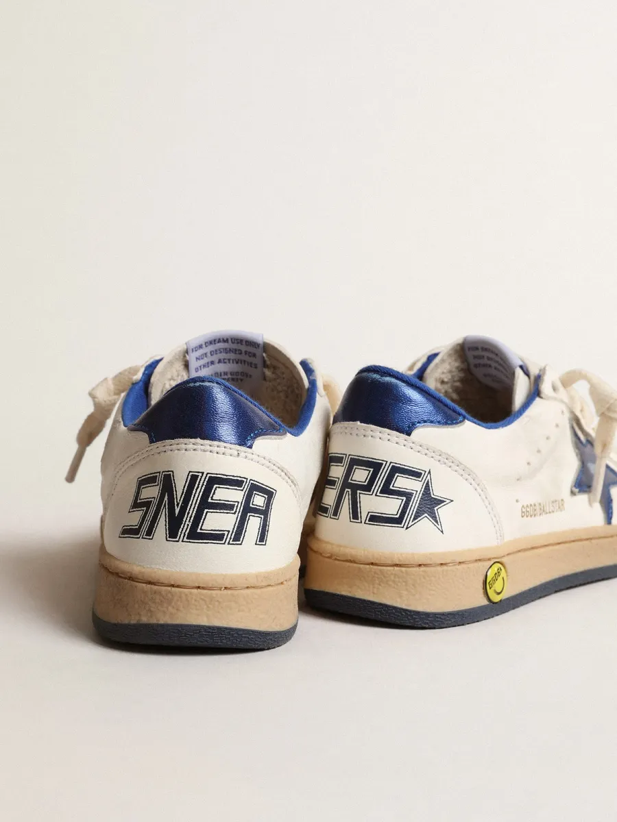Ball Star Young con stella e talloncino in pelle laminata blu