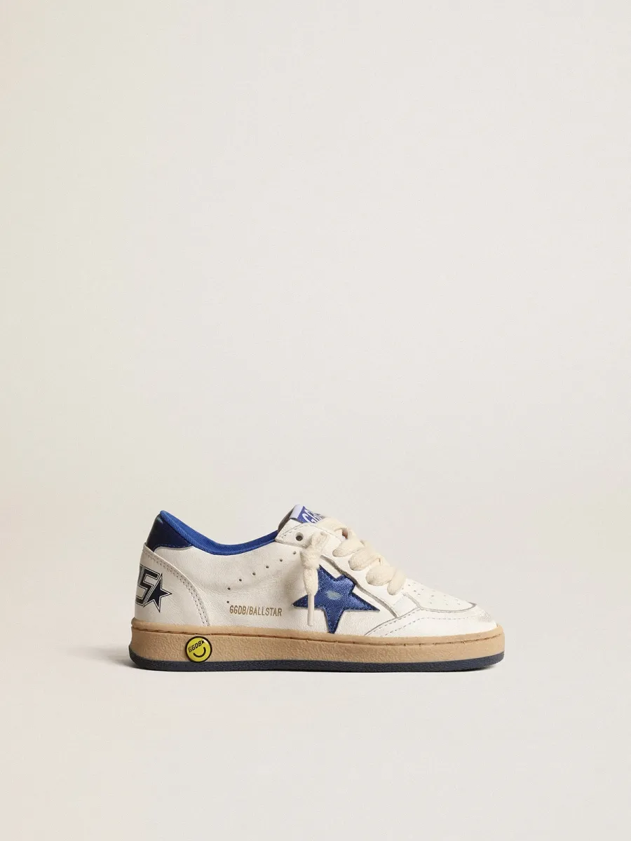 Ball Star Young con stella e talloncino in pelle laminata blu