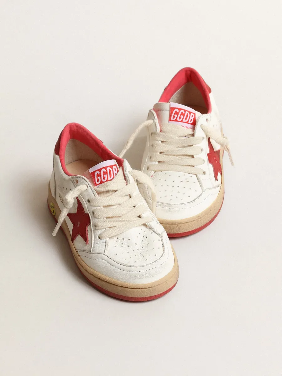 Ball Star Young in nappa con stella e talloncino in pelle rossa