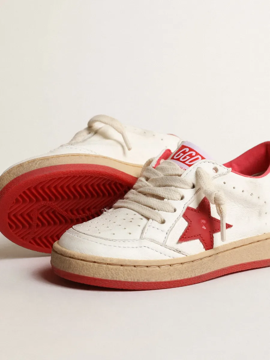 Ball Star Young in nappa con stella e talloncino in pelle rossa