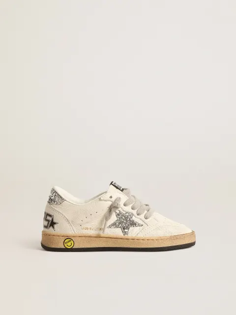 Ball Star Young in nappa con stella e talloncino in glitter argento