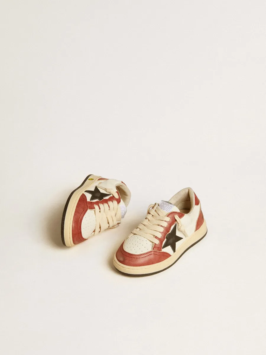 Ball Star Young in nappa con stella nera e inserti in pelle rossa