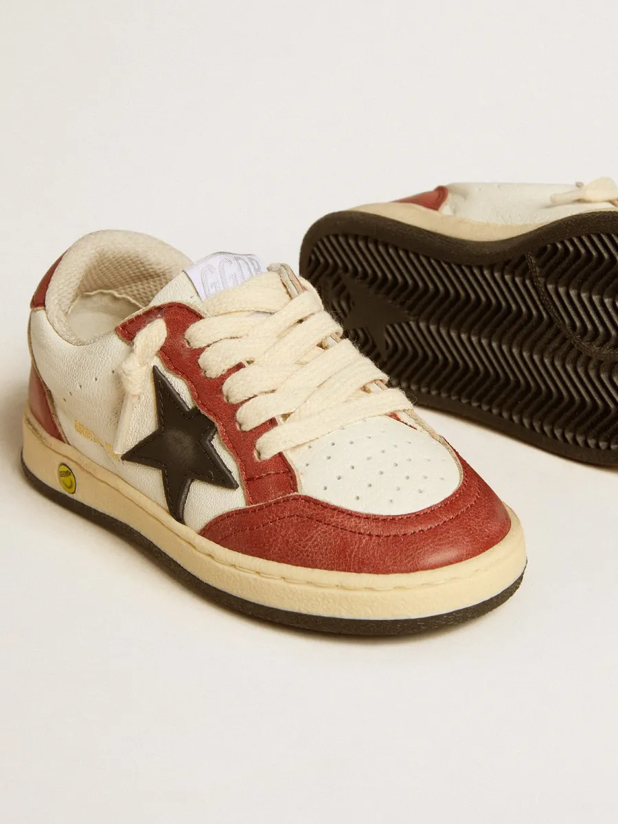 Ball Star Young in nappa con stella nera e inserti in pelle rossa