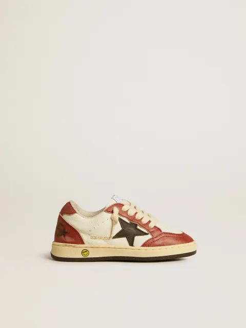 Ball Star Young in nappa con stella nera e inserti in pelle rossa