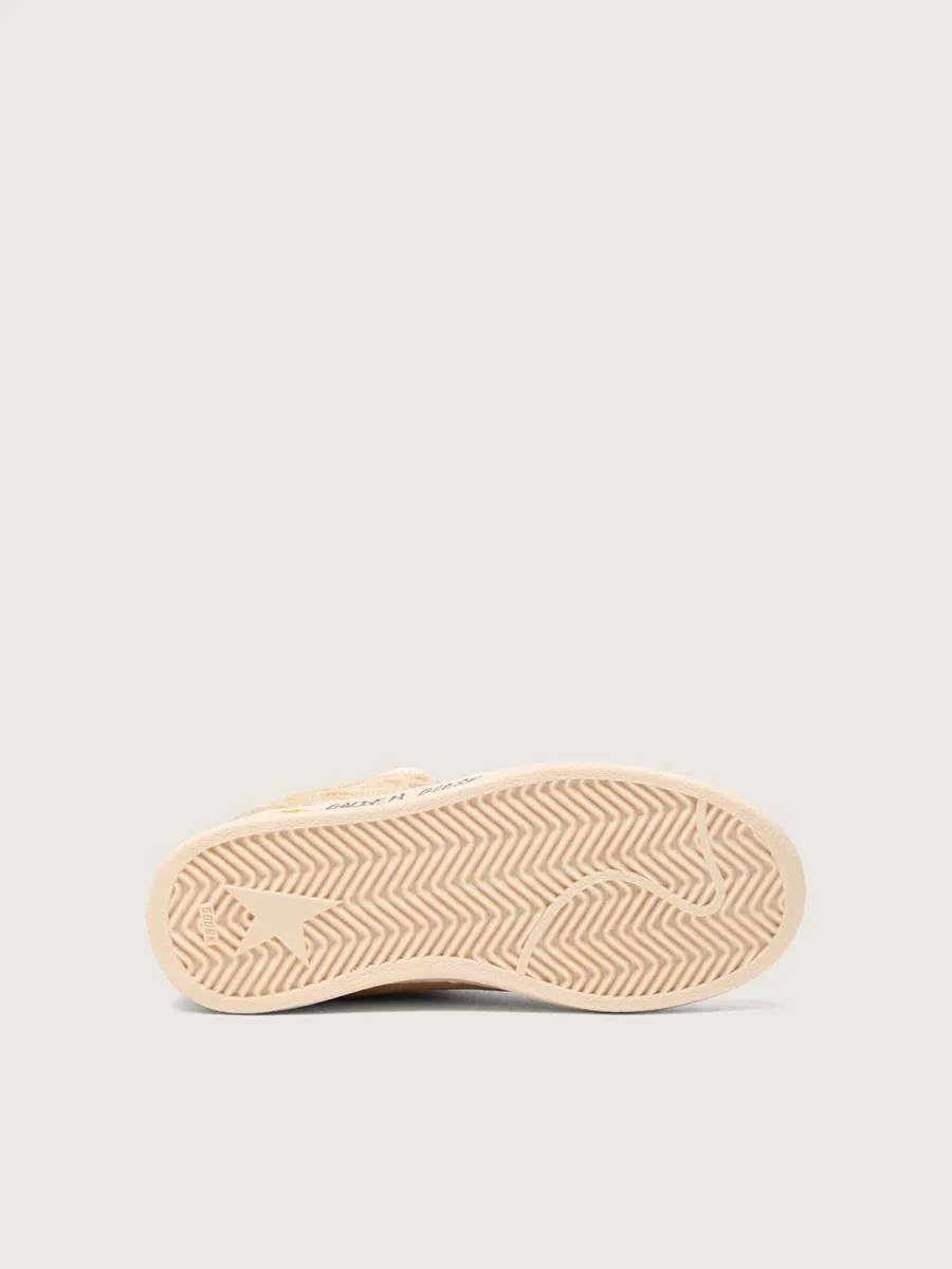 Ball Star Young in suede beige con stella rossa e talloncino azzurro