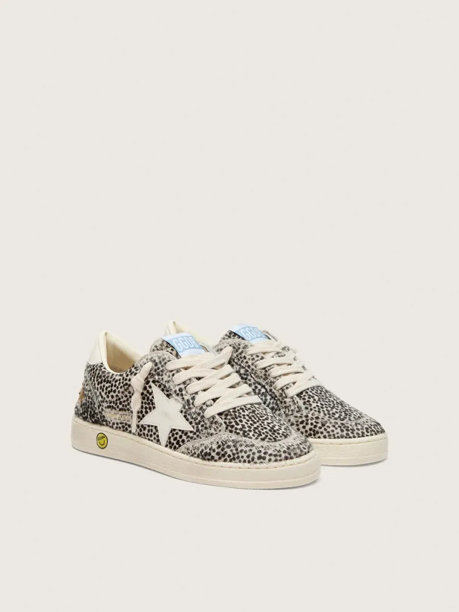 Ball Star young in cavallino leo bianco e nero con stella in pelle color crema