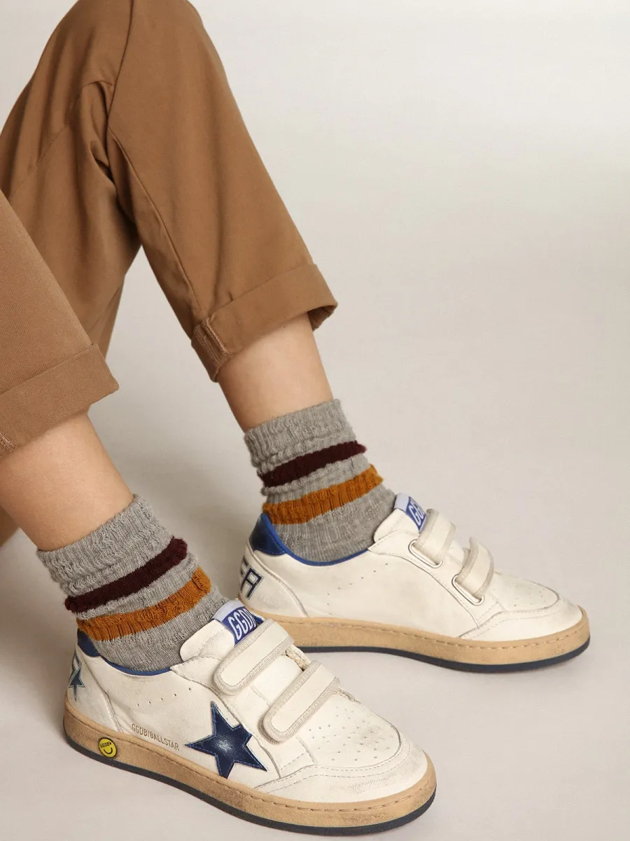 Ball Star Young con stella e talloncino in pelle laminata blu