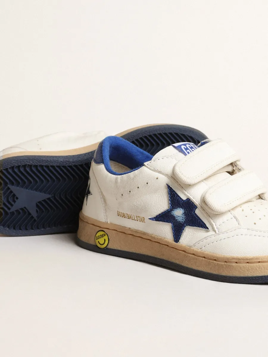 Ball Star Young con stella e talloncino in pelle laminata blu