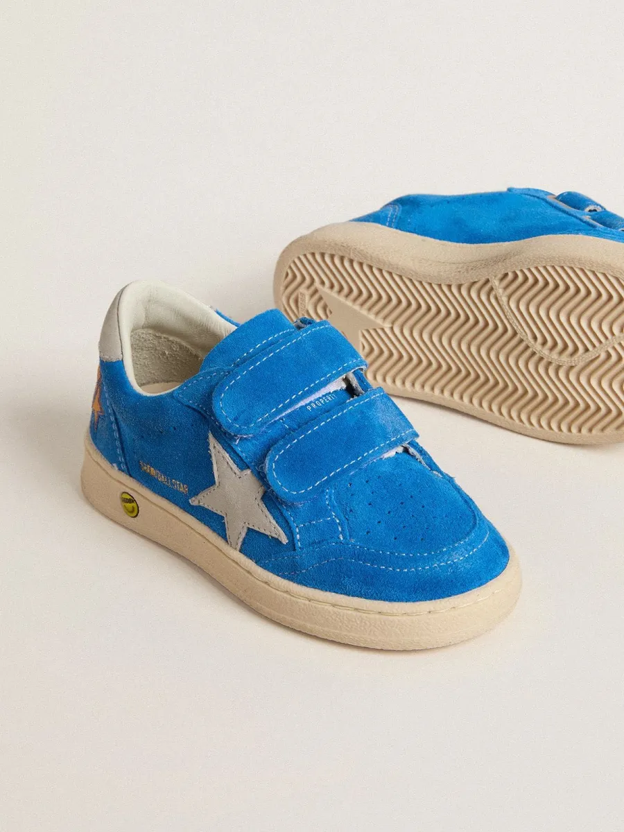 Ball Star Young in suede azzurro con stella e talloncino in nabuk grigio
