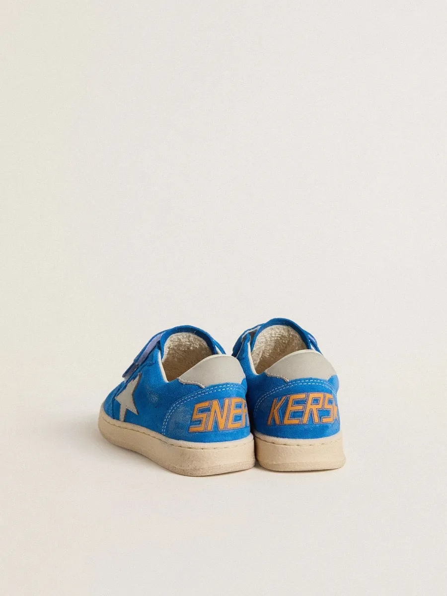 Ball Star Young in suede azzurro con stella e talloncino in nabuk grigio