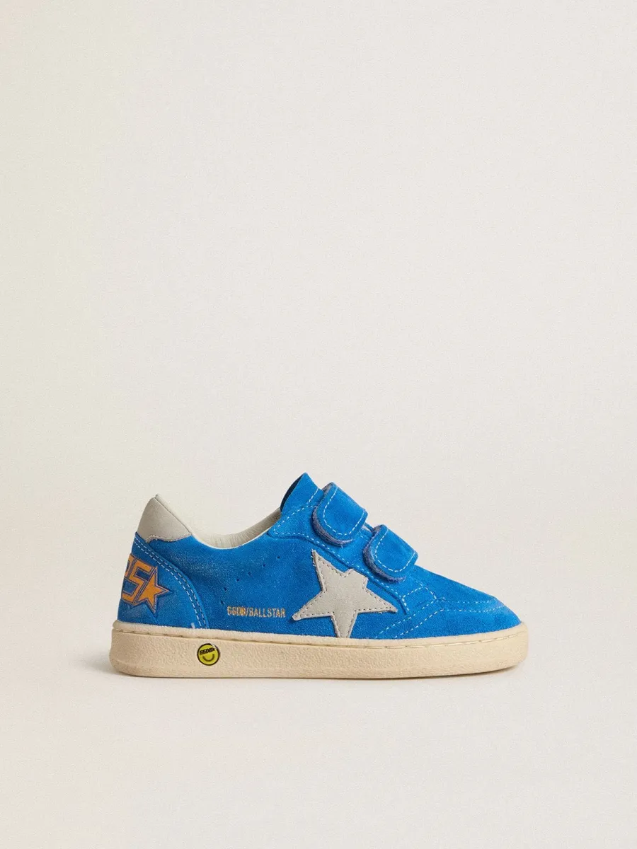 Ball Star Young in suede azzurro con stella e talloncino in nabuk grigio