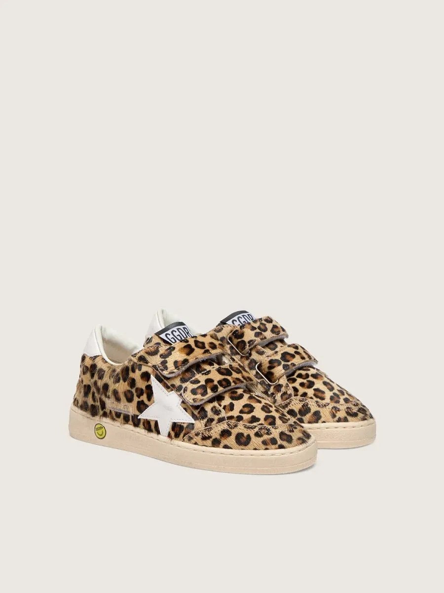 Ball Star Young in cavallino leopardato con stella e talloncino in pelle bianca