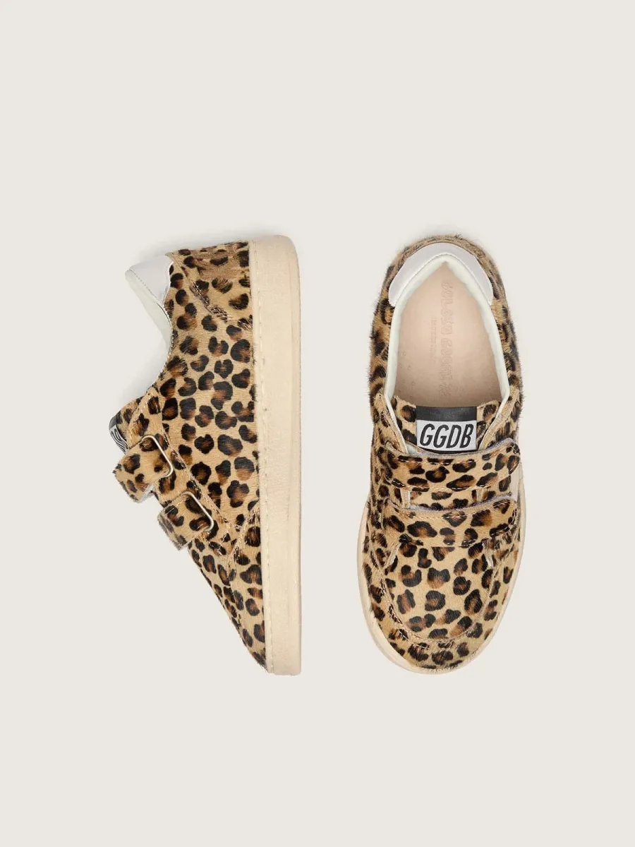 Ball Star Young in cavallino leopardato con stella e talloncino in pelle bianca