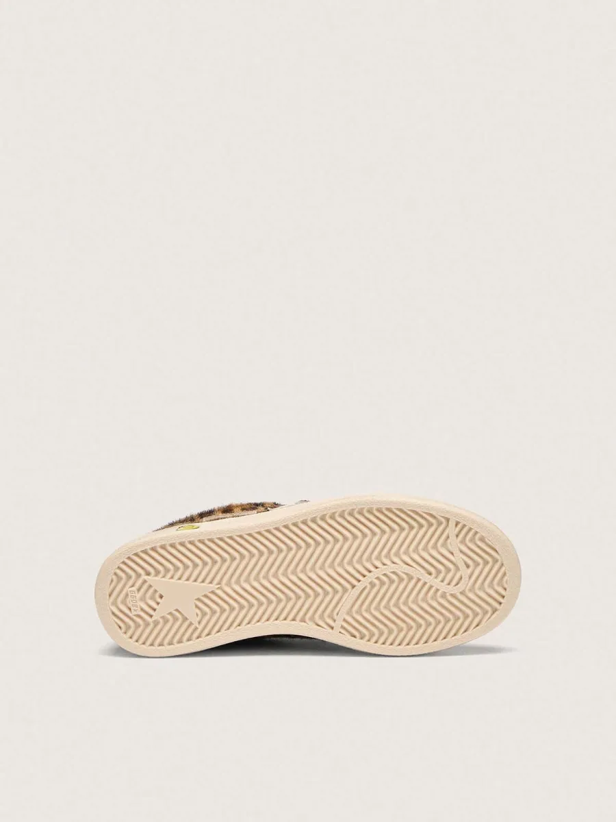 Ball Star Young in cavallino leopardato con stella e talloncino in pelle bianca