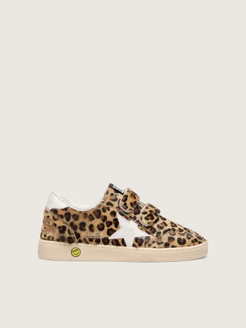 Ball Star Young in cavallino leopardato con stella e talloncino in pelle bianca