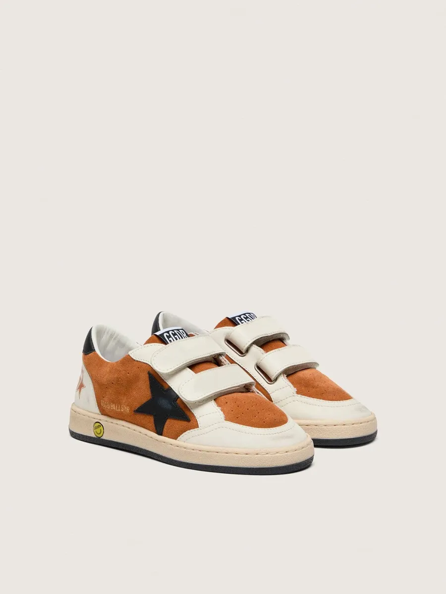 Ball Star young in suede mattone e pelle crema con stella in pelle nera