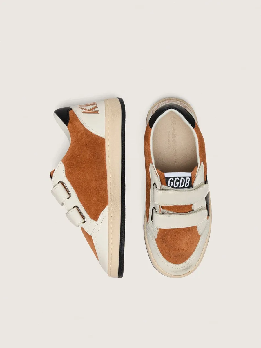Ball Star young in suede mattone e pelle crema con stella in pelle nera