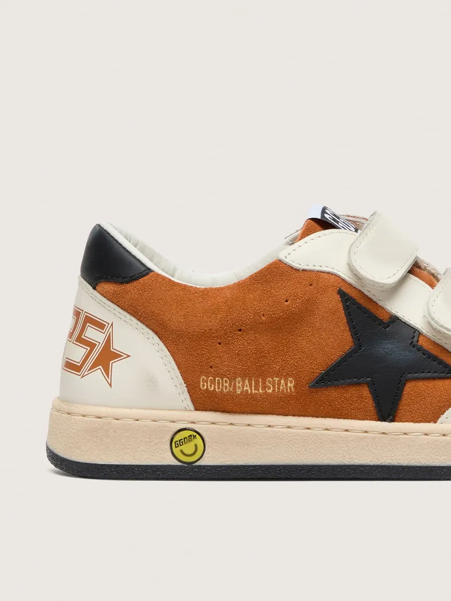 Ball Star young in suede mattone e pelle crema con stella in pelle nera
