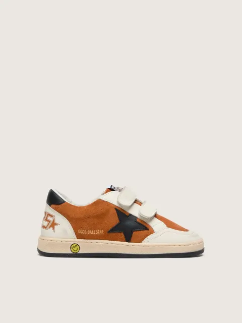 Ball Star young in suede mattone e pelle crema con stella in pelle nera
