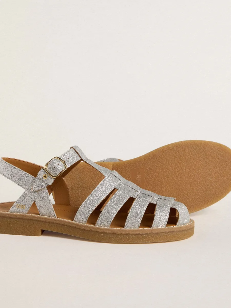 Sandali Maxime Young in micro glitter argento