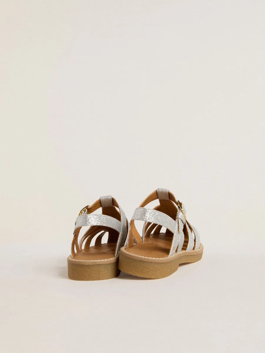 Sandali Maxime Young in micro glitter argento