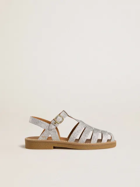 Sandali Maxime Young in micro glitter argento