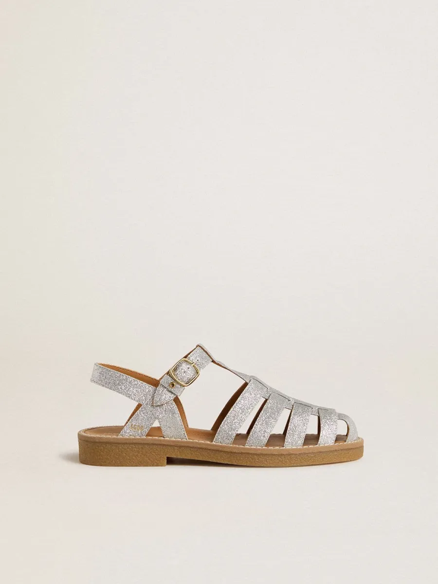 Sandali Maxime Young in micro glitter argento