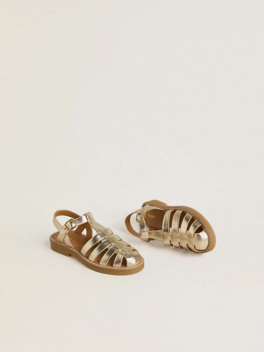 Sandali Maxime Young in pelle laminata dorata