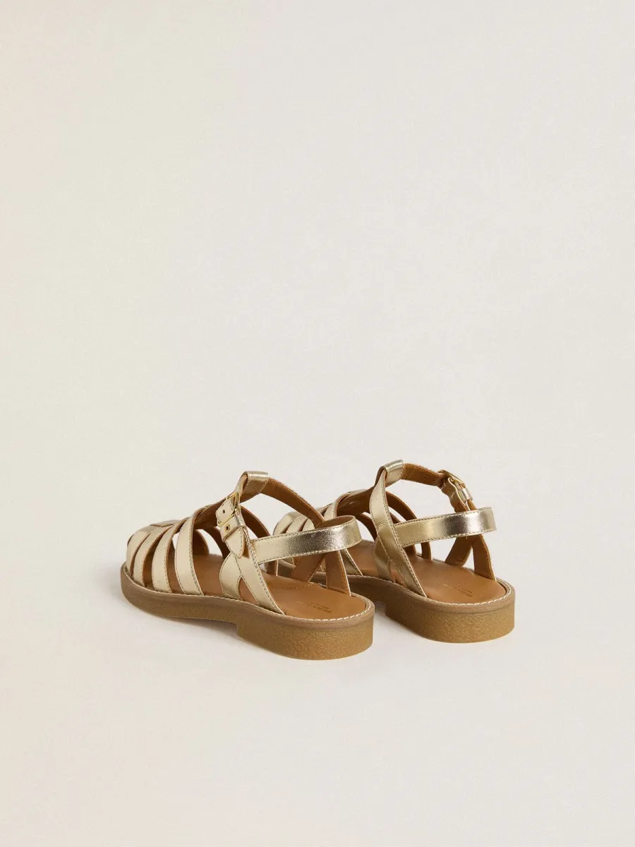 Sandali Maxime Young in pelle laminata dorata