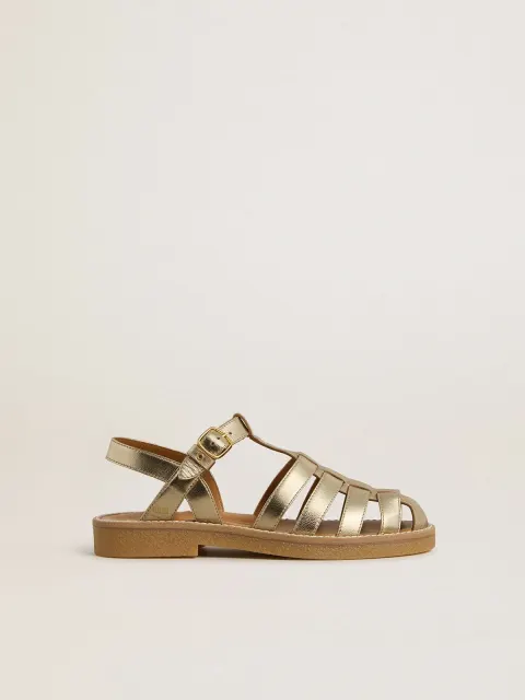 Sandali Maxime Young in pelle laminata dorata