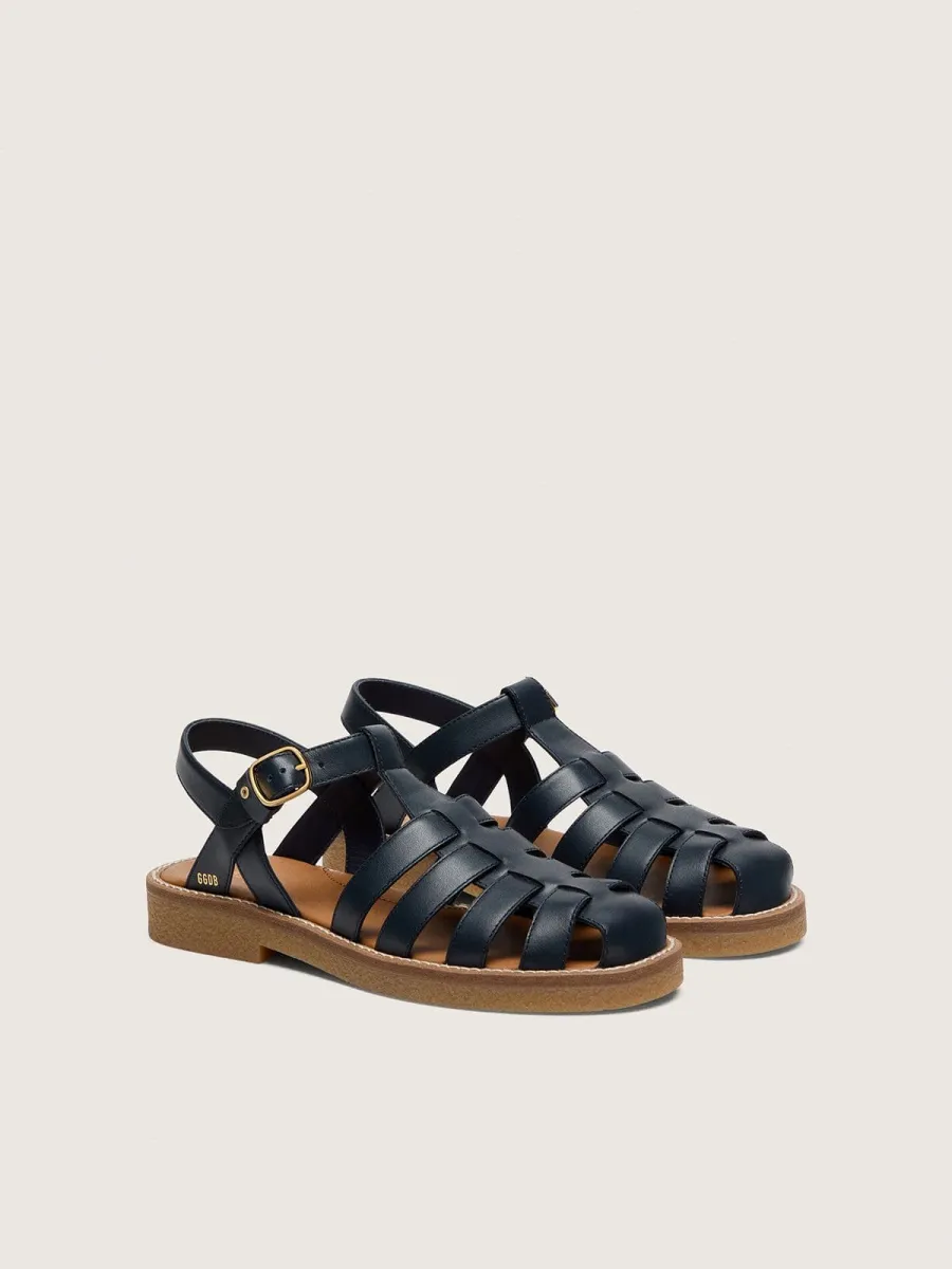 Sandali Maxime Young in pelle color blu navy