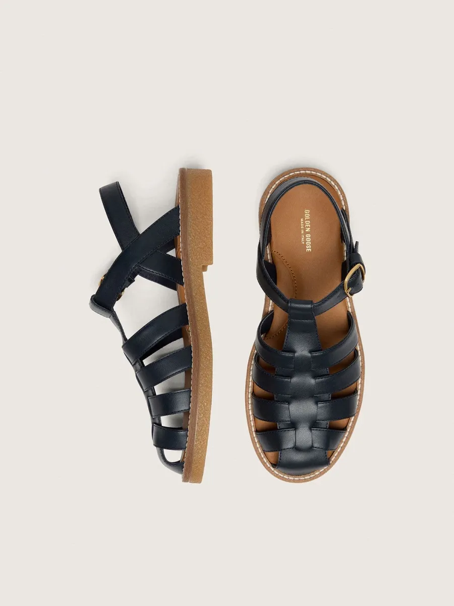 Sandali Maxime Young in pelle color blu navy