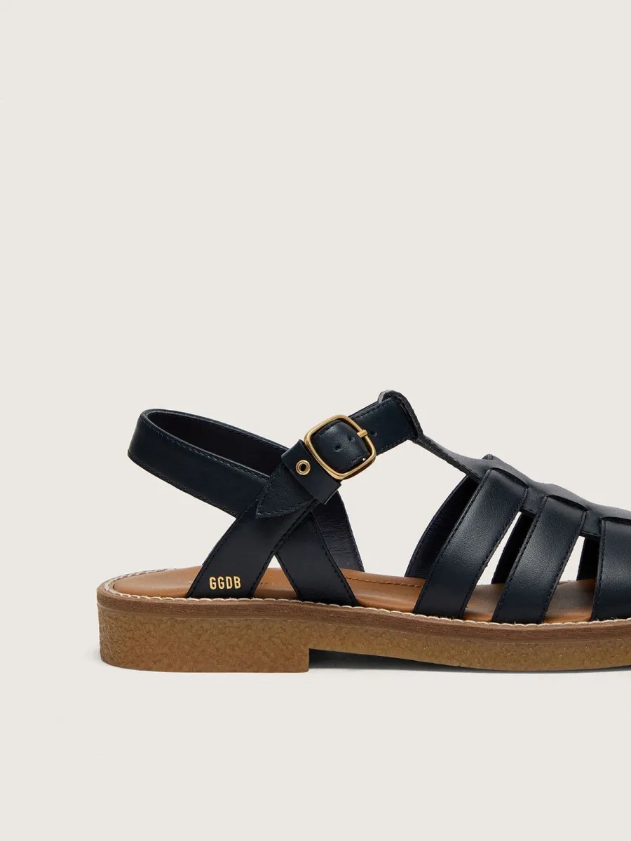 Sandali Maxime Young in pelle color blu navy