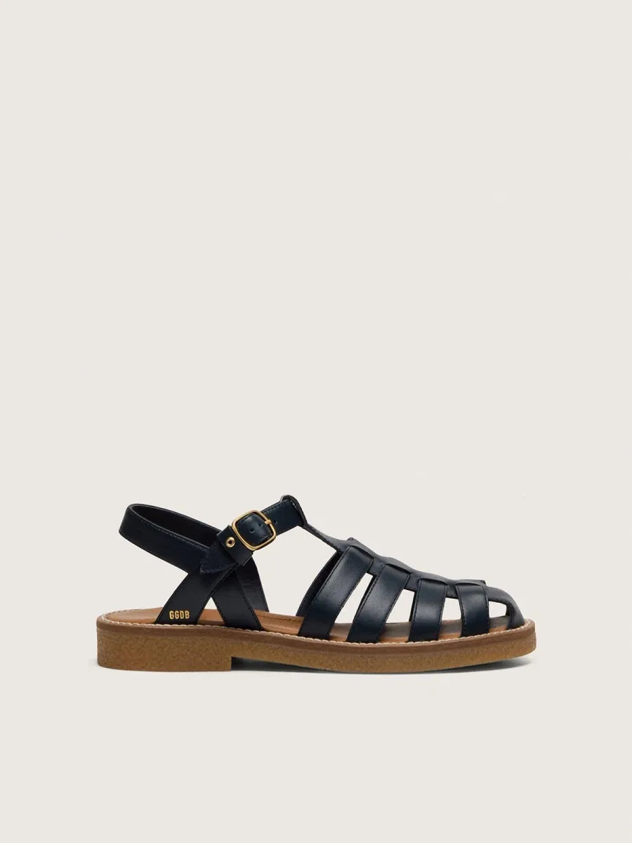 Sandali Maxime Young in pelle color blu navy