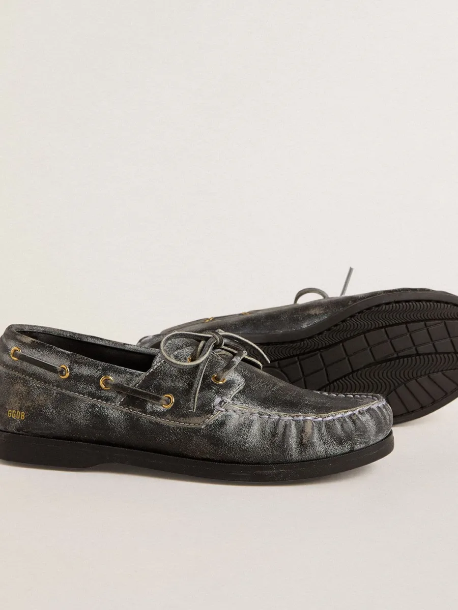Mocassino Cruise Young in pelle distressed nera