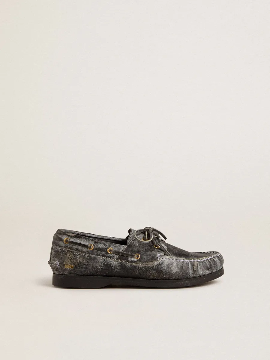 Mocassino Cruise Young in pelle distressed nera