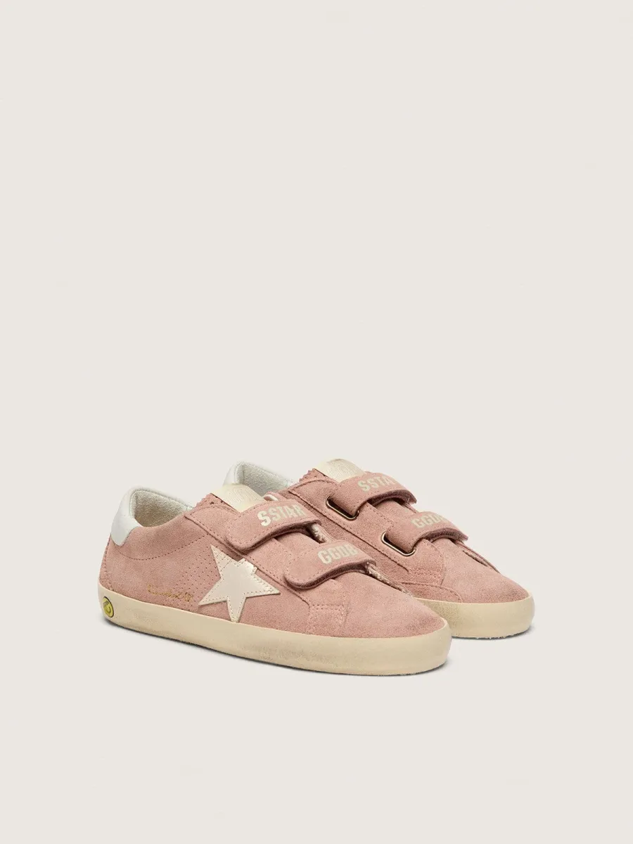 Old School young in suede rosa con stella in pelle laminata platino