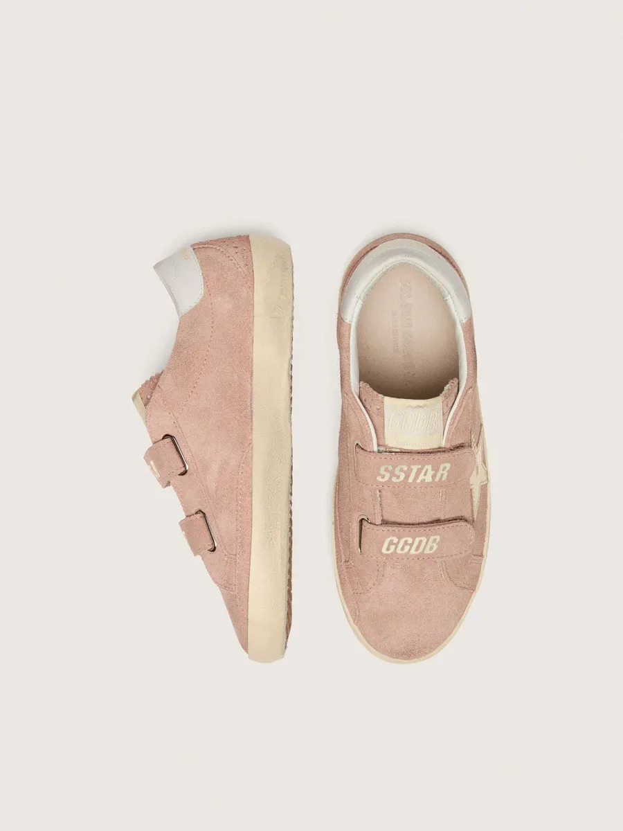 Old School young in suede rosa con stella in pelle laminata platino