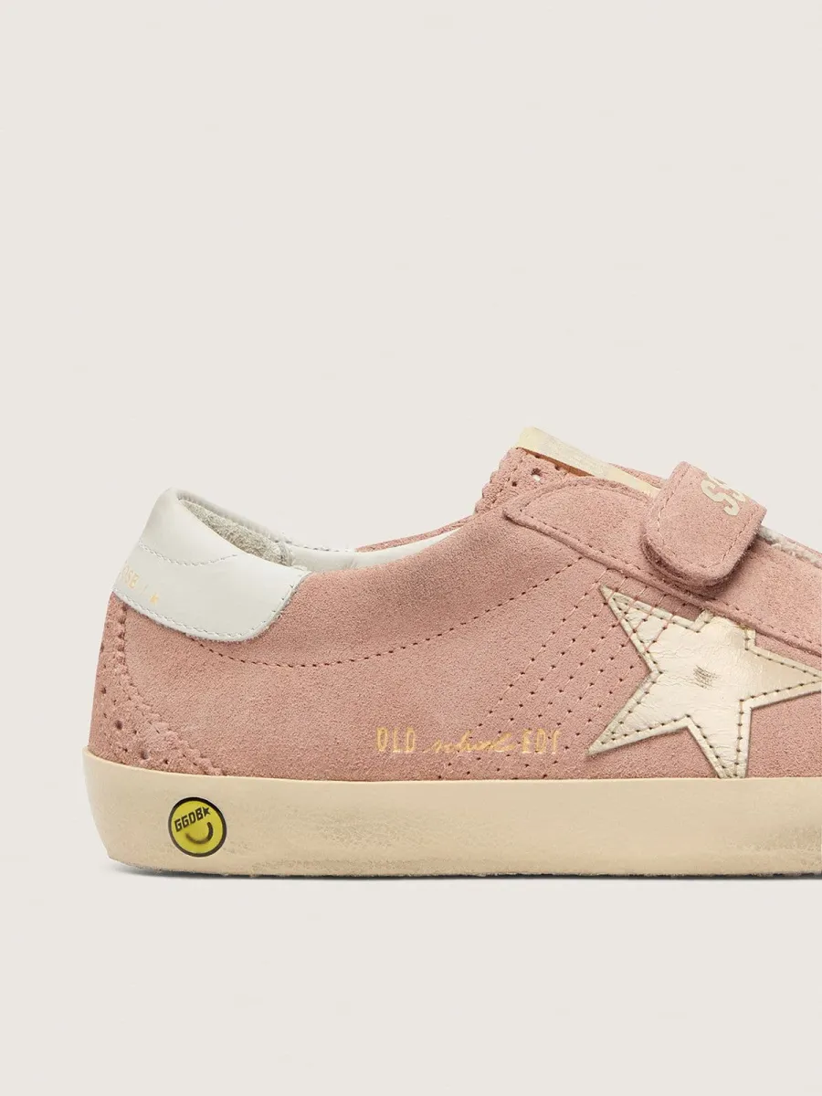 Old School young in suede rosa con stella in pelle laminata platino