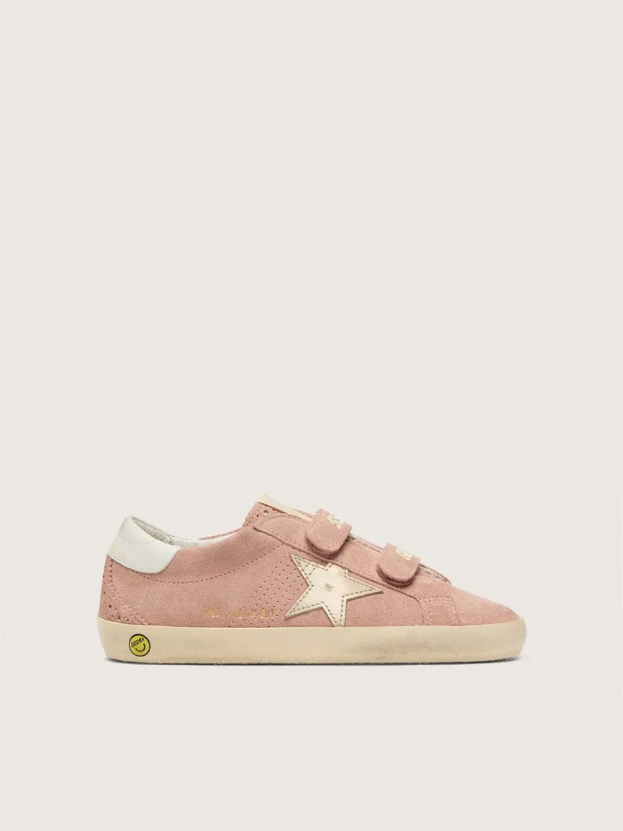 Old School young in suede rosa con stella in pelle laminata platino